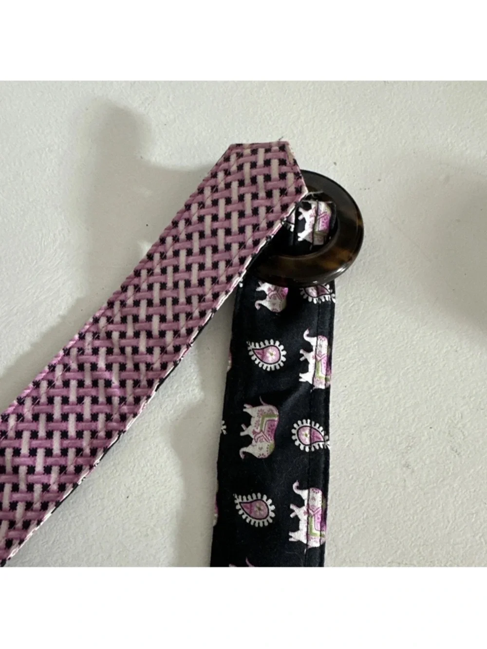 Vera Bradley Reversible Belt in Pink Elephant Pattern Adjustable ~43.5 Long